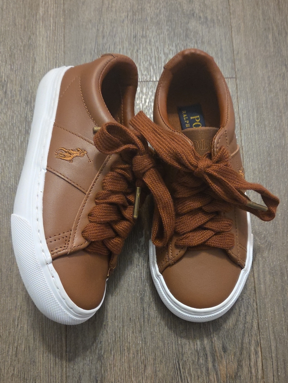 Polo by Ralph Lauren • Chestnut Brown Leather Low-Top Sneakers